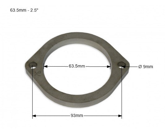 Brida de escape de acero inoxidable SS304 2,5'' – 63,5 mm 2 tornillos