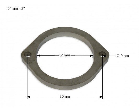 Brida de escape de acero inoxidable SS304 2'' 51 mm 2 tornillos
