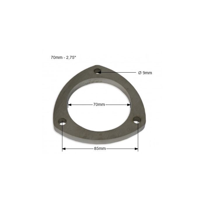 2.75'' - 70mm SS304 Stainless Steel Exhaust Flange, 3 Bolt.