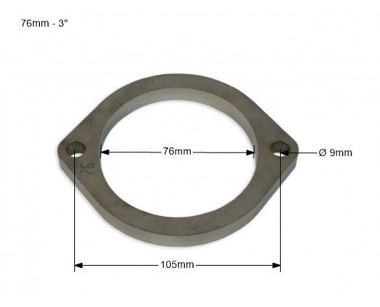 Brida de escape de acero inoxidable SS304 3'' – 76 mm 2 tornillos