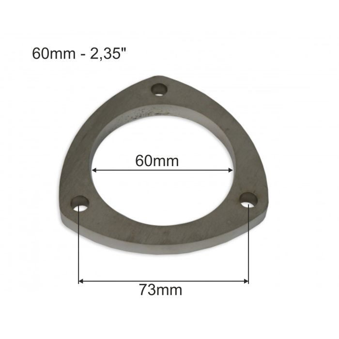 60mm 3-Bolt SS304 Stainless Steel Exhaust Flange.