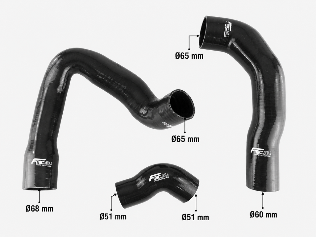 Kit de manguitos de turbo de silicona FMIC.EU para Ford Focus RS MK3 - Negro