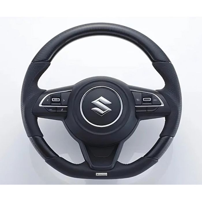 Volante GReddy de carbono negro con costuras rojas para Suzuki Swift Sport ZC33S