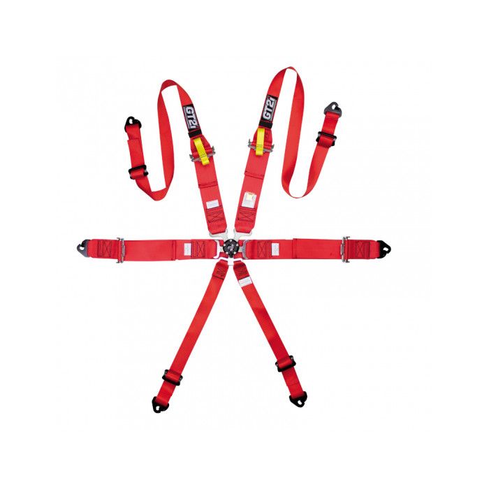 Arnés de carreras GT2I Sedan de 6 puntos, color rojo, homologado por la FIA 8853-16