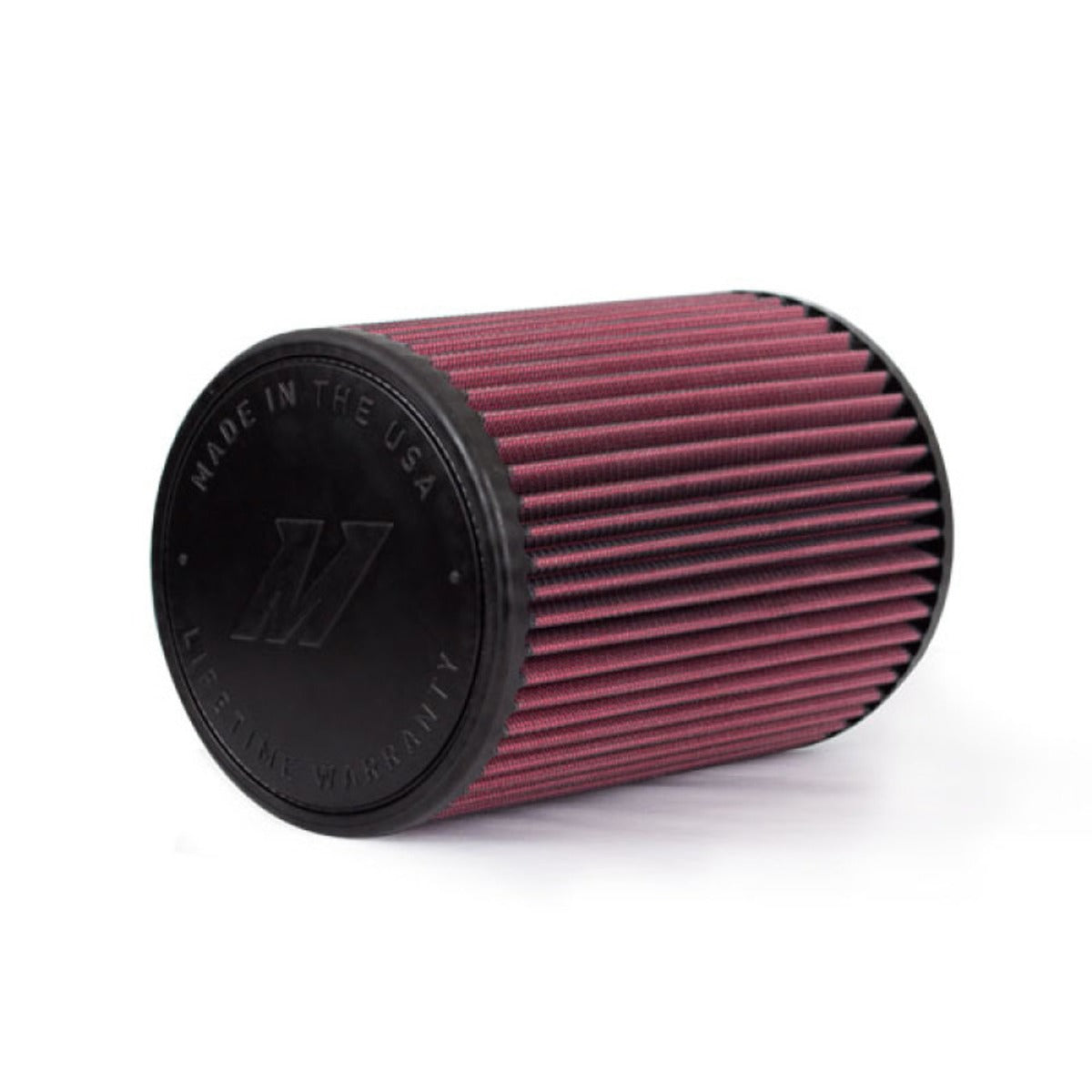 Mishimoto MMAF-3505 Filtro de aire con logotipo moldeado, aceite rojo, algodón de 8 capas con abrazadera de tornillo sin fin.