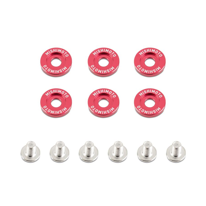 Mishimoto MMFW-SM-6RD Fender Washer Kit Small 6pcs Red