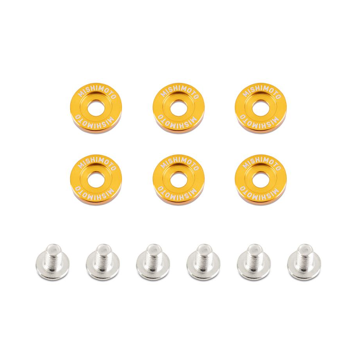 Mishimoto MMFW-SM-6GD Fender Washer Kit Small 6pcs Gold