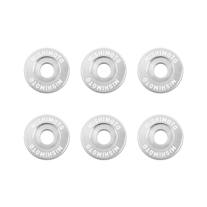 Kit de arandelas para guardabarros Mishimoto MMFW-SM-6SL, pequeñas, 6 piezas, color plata.