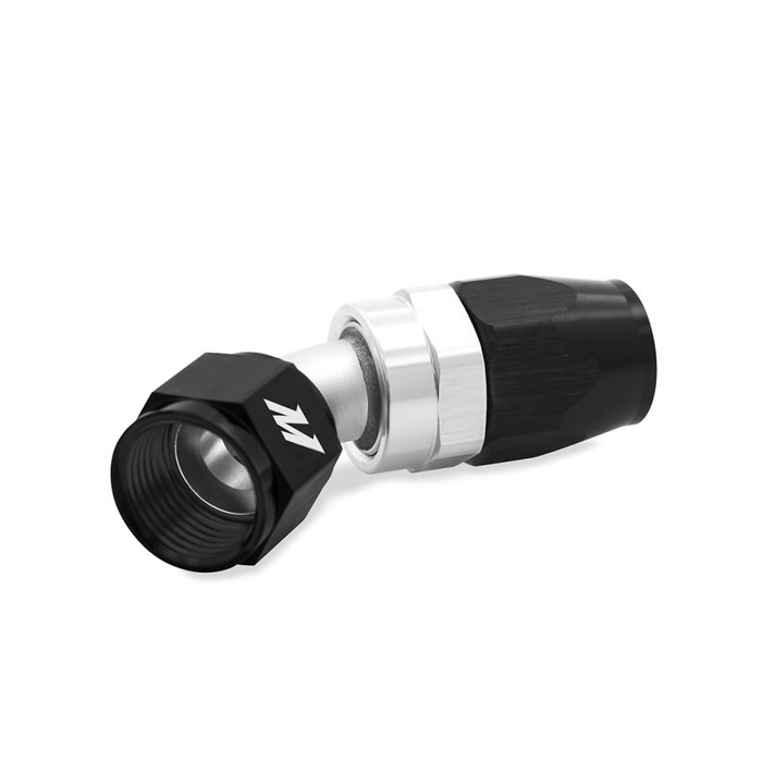 Mishimoto MMFT-SW-12-45 AN12 45-Degree Aluminum Swivel Fitting, Black.
