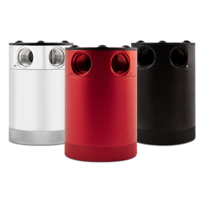 Mishimoto MMBCC-CBTWO-RD Red 2-Port Compact Baffled Universal Oil Catch Can Kit.