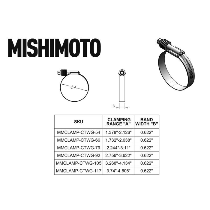 Mishimoto MMCLAMP-CTWG-117GD Constant Tension Worm Gear Clamp, Gold, 117mm