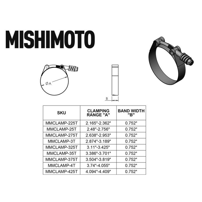 Mishimoto MMCLAMP-25TGD Constant Tension T-Bolt Clamp, Gold, 68 mm.