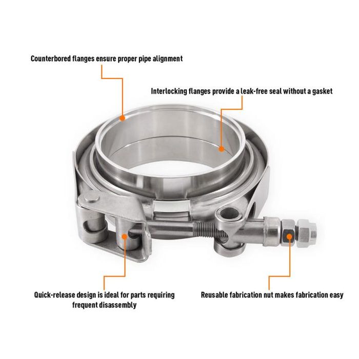 Mishimoto MMCLAMP-VS-35 3.5" (88.9 mm) Stainless Steel V-Band Clamp