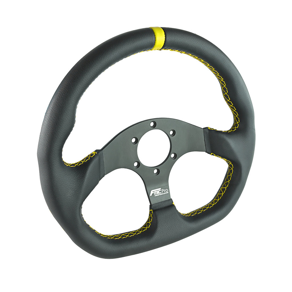 Volante deportivo FMIC.Pro D-Shape cuero 325 mm offset 42 mm amarillo