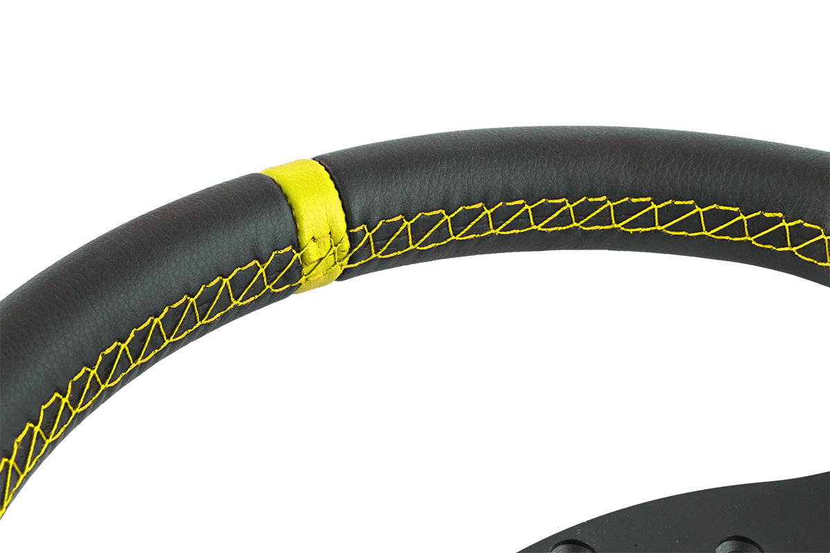 Volante deportivo FMIC.Pro D-Shape cuero 325 mm offset 42 mm amarillo