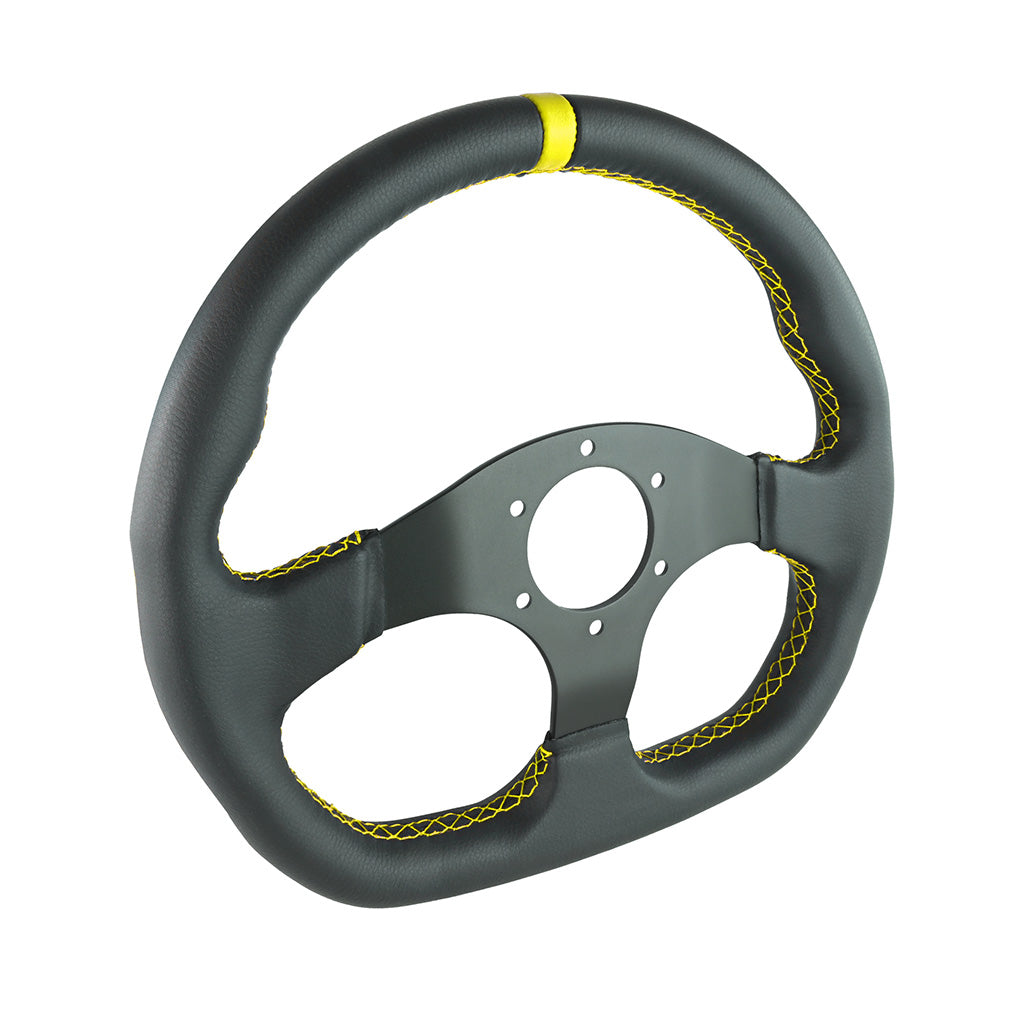 Volante deportivo FMIC.Pro D-Shape cuero 325 mm offset 42 mm amarillo