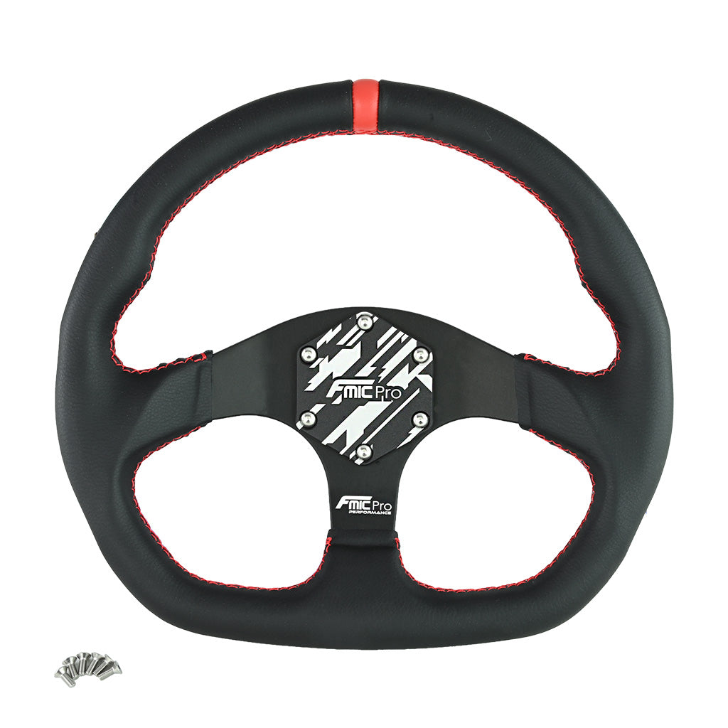 Volante deportivo FMIC.Pro D-Shape cuero 325 mm offset 42 mm rojo