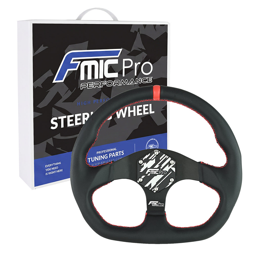 Volante deportivo FMIC.Pro D-Shape cuero 325 mm offset 42 mm rojo