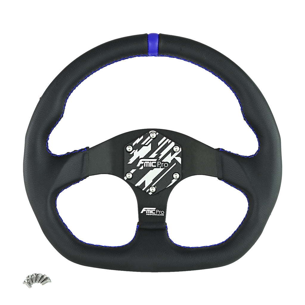 Volante deportivo FMIC.Pro D-Shape cuero 325 mm offset 42 mm azul