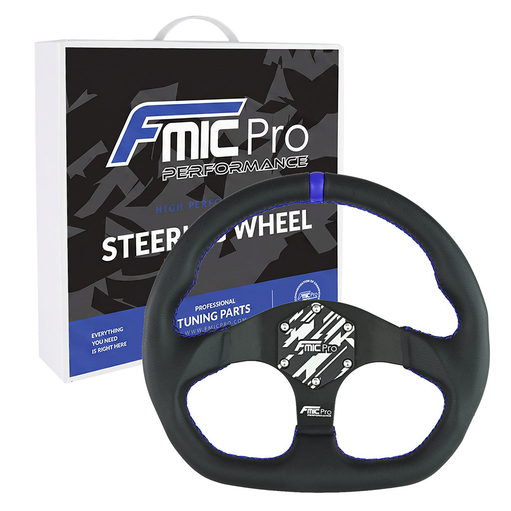 Volante deportivo FMIC.Pro D-Shape cuero 325 mm offset 42 mm azul
