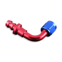 Conector AN10 de 90° de inserción a presión, color rojo.
