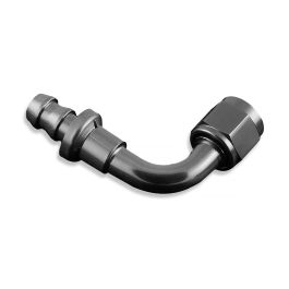 Conector AN8 de 90° de inserción a presión, color negro.
