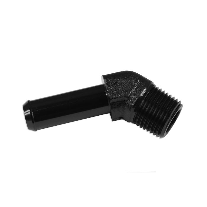 45° 1/2 NPT connector to 5/8" black nipple