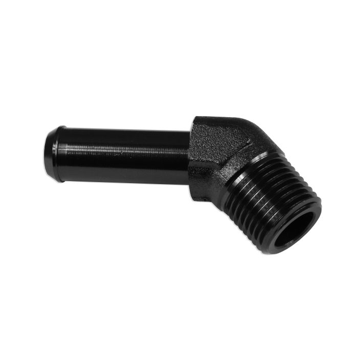 45° 1/2 NPT connector to 5/8" black nipple