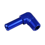 90° 1/8 NPT Connector to 1/4" Nipple Blue