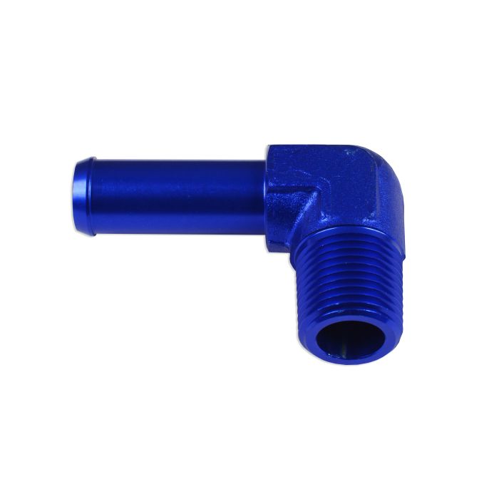 90° 1/8 NPT Connector to 1/4" Nipple Blue