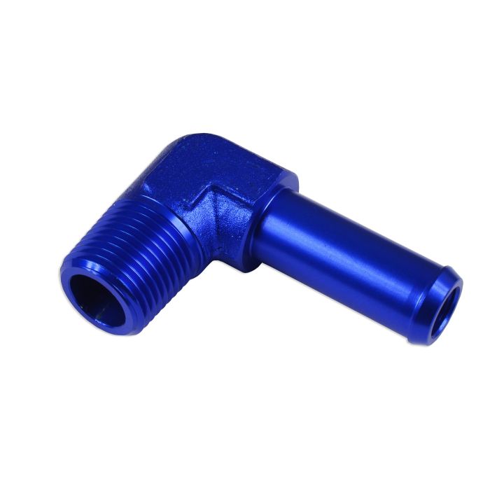 90° 3/8 NPT Connector to 1/2" Blue Nipple