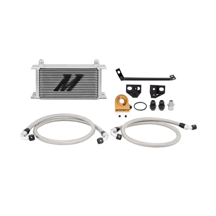 Mishimoto MMOC-MUS4-15T Oil Cooler with Thermostat for 15-17 Ford Mustang Ecoboost, Silver.