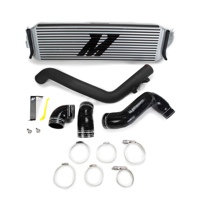 Intercooler Mishimoto MMINT-CTR-17KSLWBK para Honda Civic Type R 17+ plata con tubos en negro arrugado
