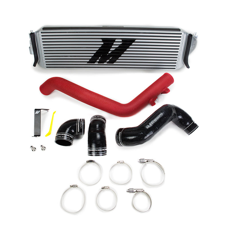 Kit de intercooler Mishimoto MMINT-CTR-17KSLWRD para Honda Civic Type R 17+ plata con tubos rojo arrugado