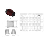 Mishimoto MMAF-4007 High-Performance Air Filter, 4" Inlet, 7" Filter Length.