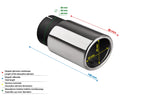 Embellecedor de escape universal oval 65×55 mm longitud 80 mm diámetro de montaje 55 mm
