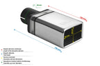 Embellecedor de escape universal rectangular 82×54 mm longitud 120 mm diámetro de montaje 50 mm