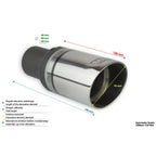 70mm length, 120mm mounting diameter, 50mm round universal exhaust tip.
