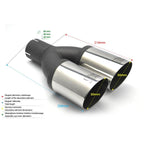 80mm length, round, universal exhaust tip with 65mm inlet and 210mm outlet.