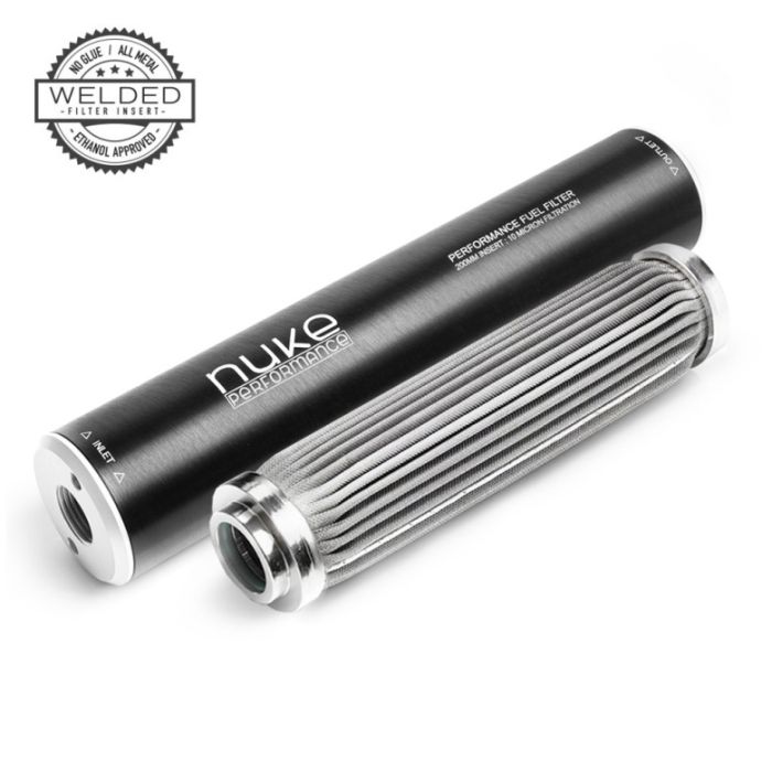 Filtro de combustible Nuke Performance PF200 de 10 micras AN-10 - Elemento de acero inoxidable soldado