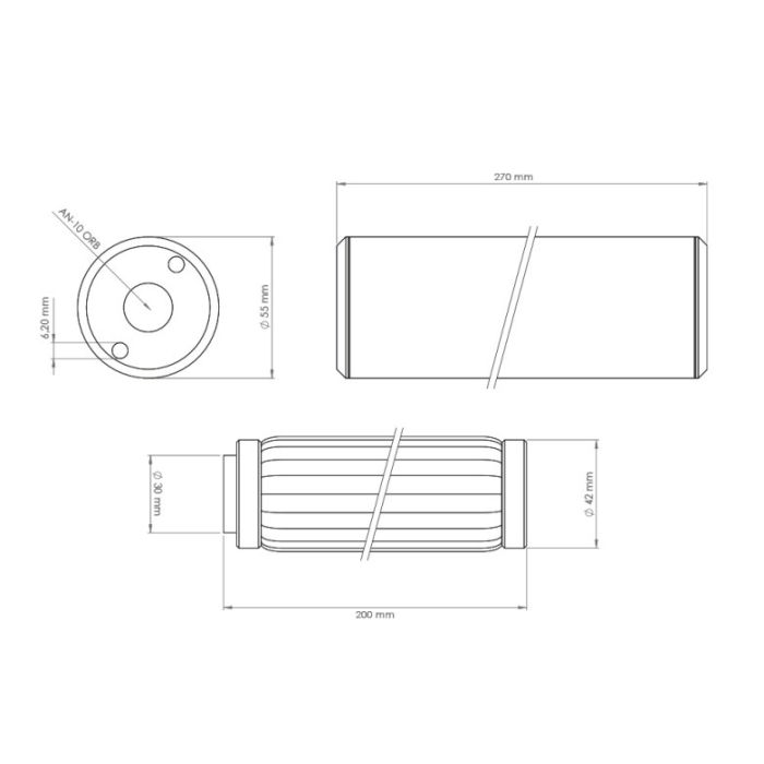 Filtro de combustible Nuke Performance PF200 de 10 micras AN-10 - Elemento de acero inoxidable soldado