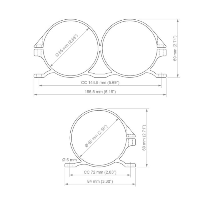 Nuke Performance 65mm Single Universal Bracket with Bosch 044 Insert