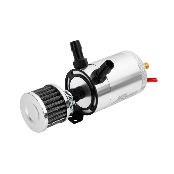2-Port Baffled Aluminum Oil Catch Can/Tank/Air-Oil Separator with Filter.