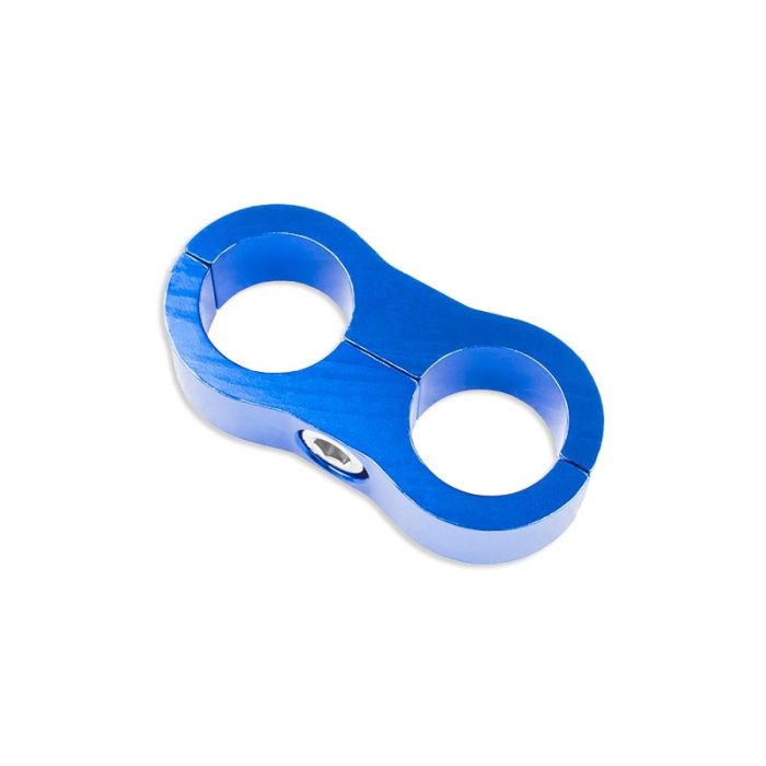 Dual AN10 Clamp for Fuel Hoses and Cables, Blue.