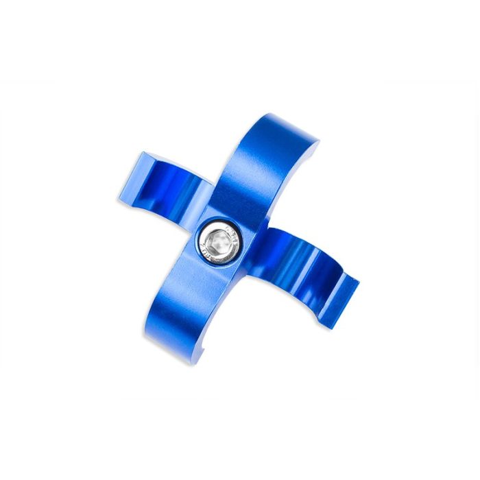 Abrazadera doble AN10 para mangueras de combustible y cables, color azul.