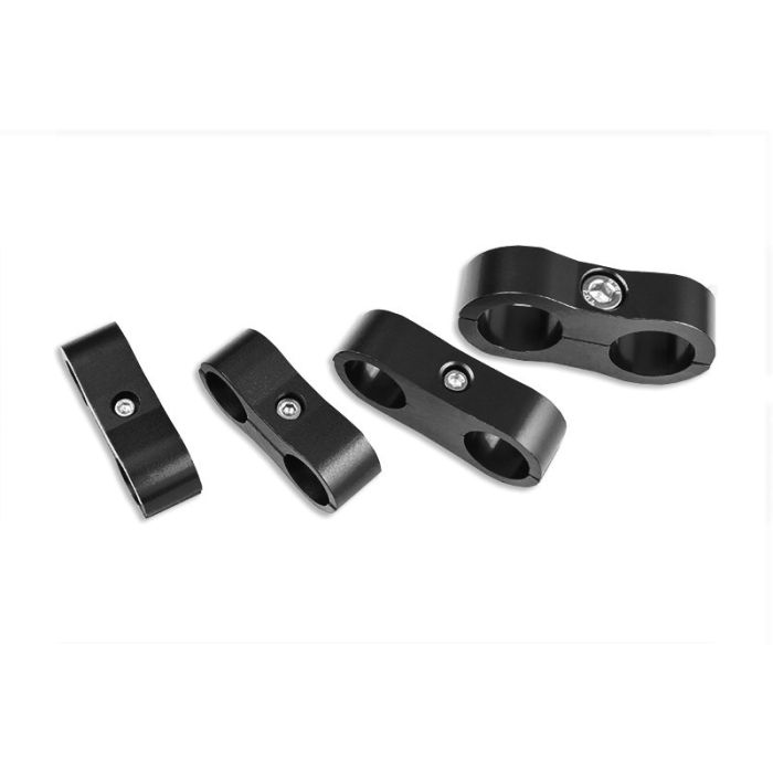 AN4 DOUBLE CLIPS Fuel Hose Clamp, black.