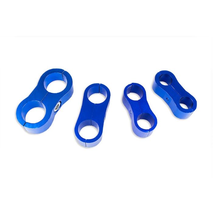 AN4 Dual Clamp for Fuel Hoses and Cables, Blue.