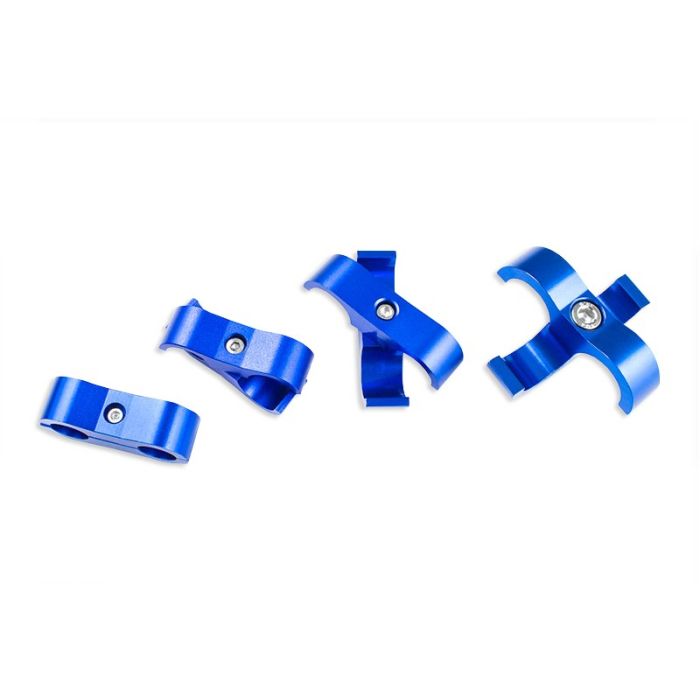 AN4 DOUBLE CLIPS Hose Fuel Lines Clamp Cable Blue