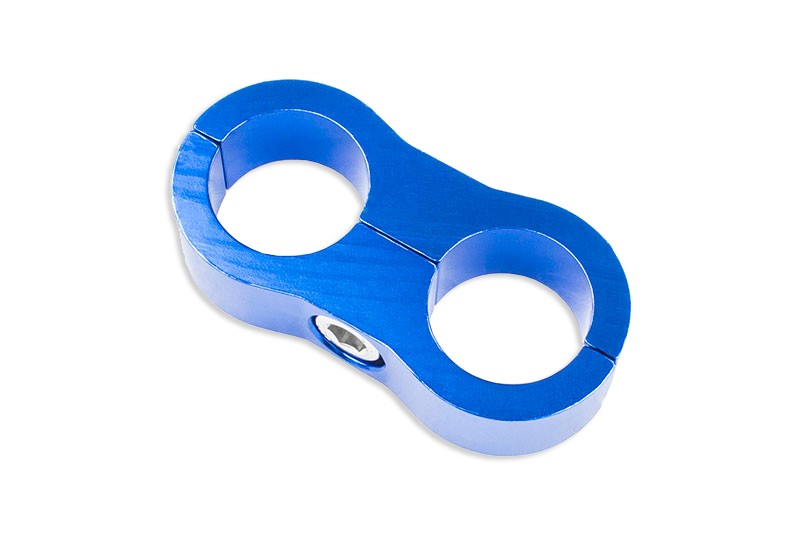 Clips dobles AN4 para mangueras, líneas de combustible y cables, azul