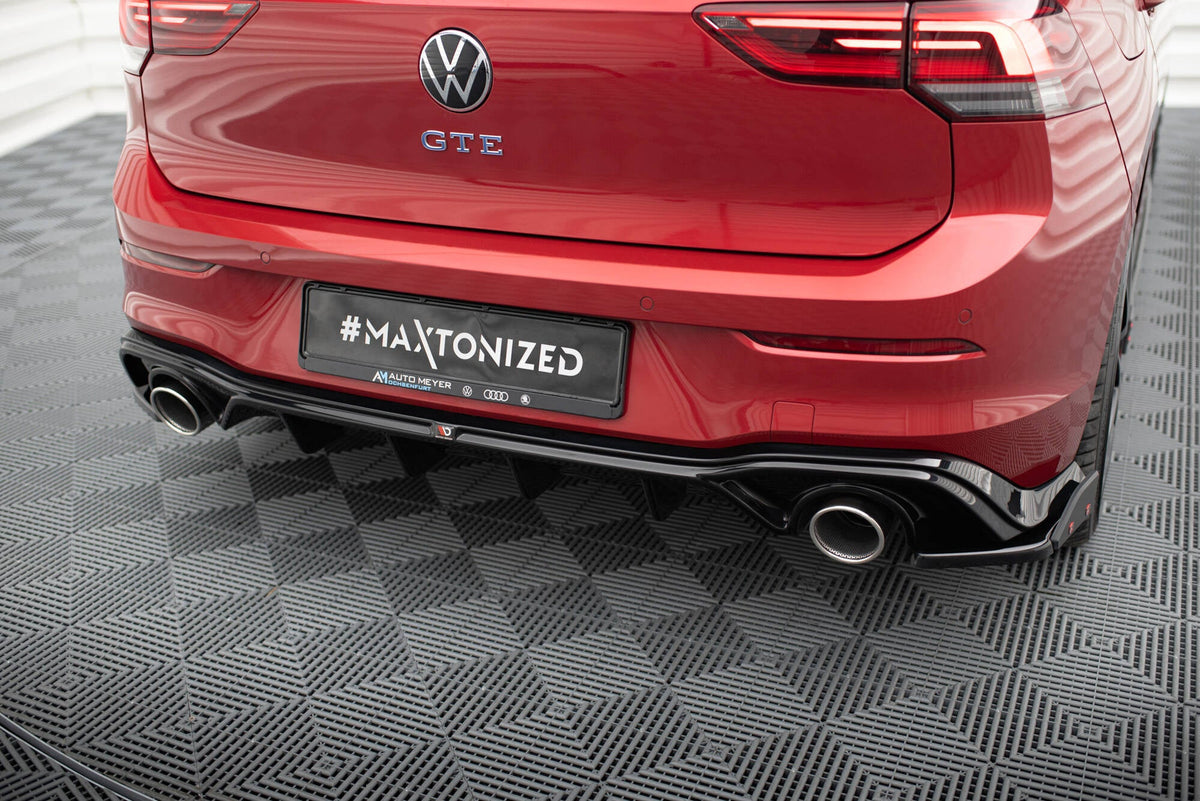 Difusor trasero + embellecedores de escape para Volkswagen Golf GTE / R-Line Mk8 / Mk8 Facelift